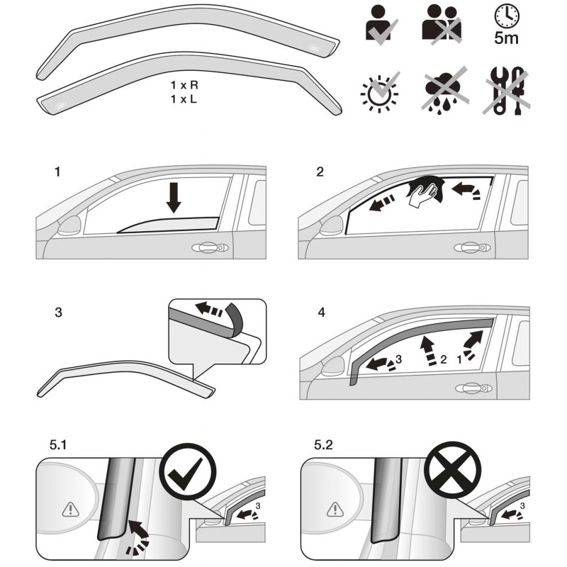 Balais d'essuie-glace de pare-brise pour Peugeot 208 I Hayon  (01.2012-06.2019) - essuie-glace pour lunette avant - kit essuie glaces -  Motgum - balais plats Premium Premium